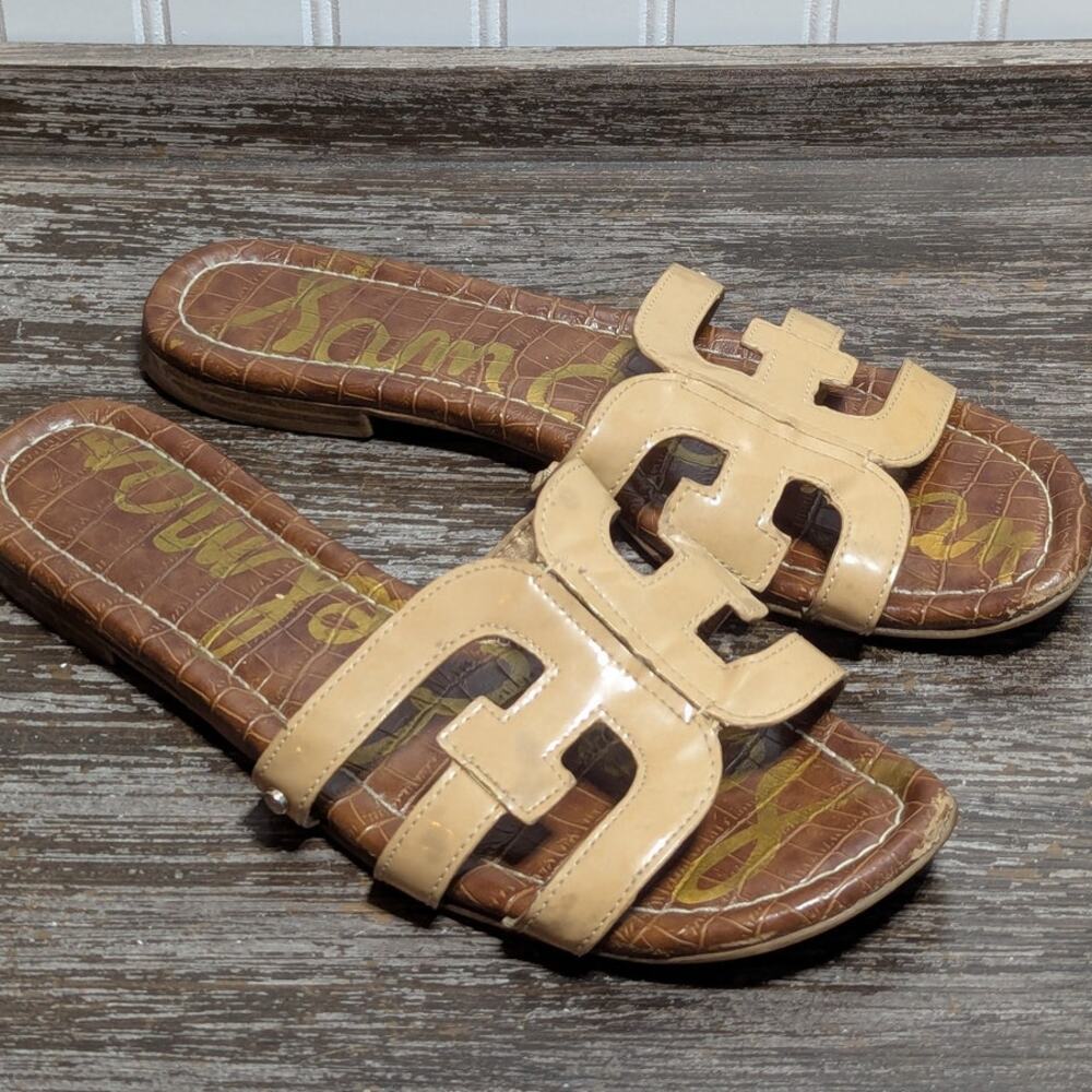 Sam Edelman Women's Tan Saddle Bay Slide Leather Comfort Sandal Size 9.5